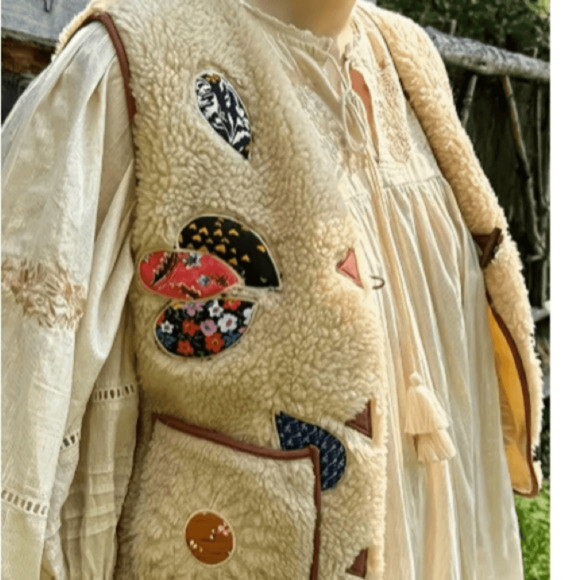 Sherpa Jackets & Blazers - NEW! boho Faux teddy Sherpa embroidered vest